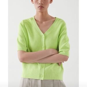 Cos short sleeve bright green cardigan